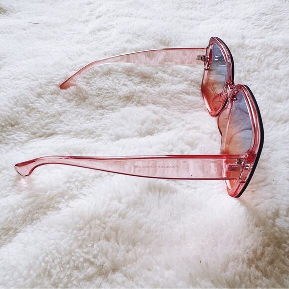 Abby Clear Blue & Pink Square Frame Sunglasses - Picture 7 of 10